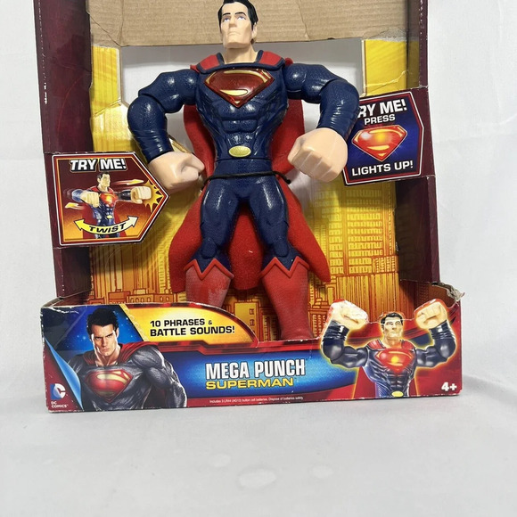 Mattel DC Superman Man Of Steel Mega Punch Superman 10" Action Figure New 2013 - Picture 2 of 8